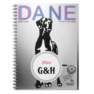 Great Dane Muster monogrammatisch und spezielles M Notizblock