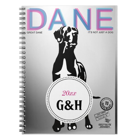 Great Dane Muster monogrammatisch und spezielles M Notizblock (Vorderseite)