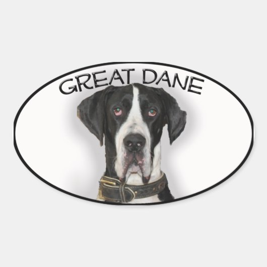 Great Dane - Natürliche Ohren Ovaler Aufkleber (Vorderseite)
