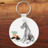 Great Dane Naughty Pup Black Schlüsselanhänger (Vorderseite)