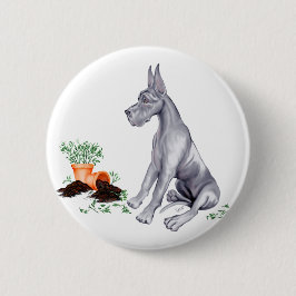 Great Dane Naughty Pup Blue Button