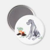 Great Dane Naughty Pup Blue UC Magnet (Vorderseite/Rückseite)