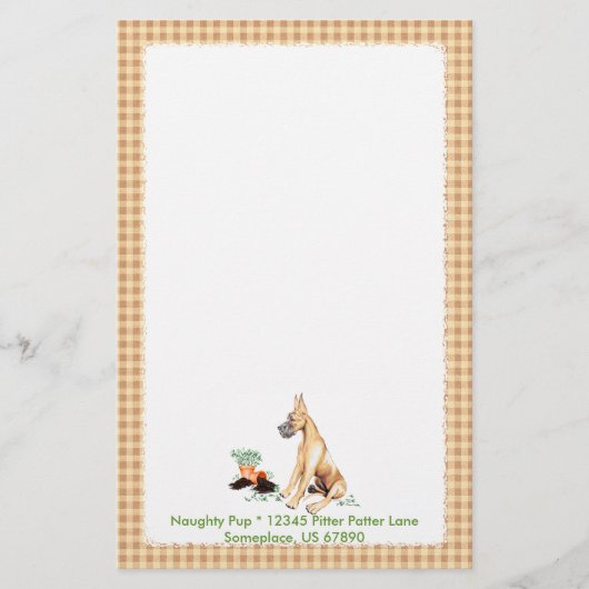 Great Dane Naughty Pup Fawn Briefpapier (Vorderseite)