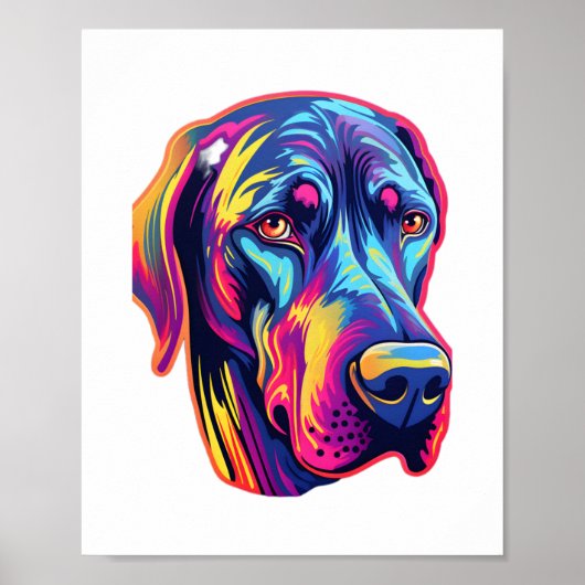 Great Dane Neon Design Poster (Vorne)