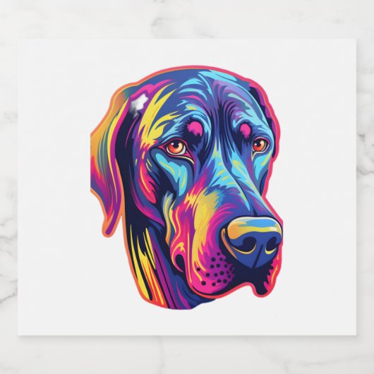 Great Dane Neon Design Schaumweinetikett (Einzelnes Label)