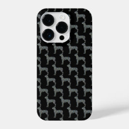 Great Dane Niedlich Dog Silhouette Grid Black iPhone 14 Pro Hülle