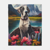 Great Dane on a Paddle: Ein Landschaftliches Abent Fleecedecke (Vorderseite)