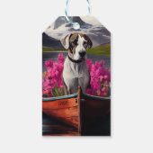 Great Dane on a Paddle: Ein Landschaftliches Abent Geschenkanhänger (Rückseite)