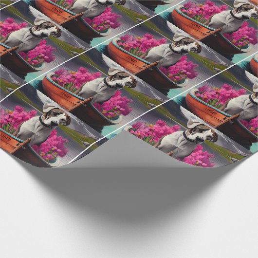 Great Dane on a Paddle: Ein Landschaftliches Abent Geschenkpapier (Ecke)