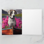 Great Dane on a Paddle: Ein Landschaftliches Abent Karte (Innenseite)