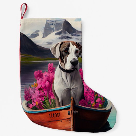 Great Dane on a Paddle: Ein Landschaftliches Abent Kleiner Weihnachtsstrumpf (Vorderseite)