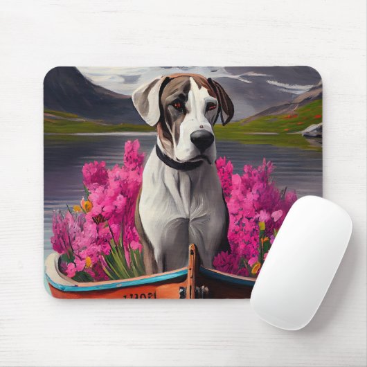 Great Dane on a Paddle: Ein Landschaftliches Abent Mousepad (Mit Mouse)