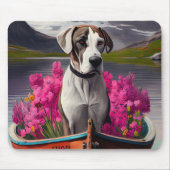 Great Dane on a Paddle: Ein Landschaftliches Abent Mousepad (Vorne)