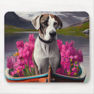 Great Dane on a Paddle: Ein Landschaftliches Abent Mousepad