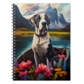 Great Dane on a Paddle: Ein Landschaftliches Abent Notizblock (Vorderseite)