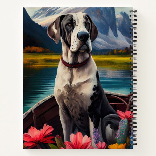 Great Dane on a Paddle: Ein Landschaftliches Abent Notizblock (Rückseite)