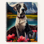 Great Dane on a Paddle: Ein Landschaftliches Abent Notizblock (Vorderseite)