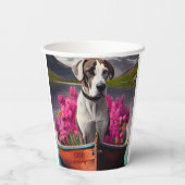 Great Dane on a Paddle: Ein Landschaftliches Abent Pappbecher (Rückseite)