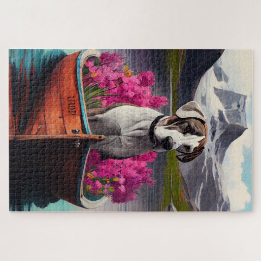 Great Dane on a Paddle: Ein Landschaftliches Abent Puzzle (Horizontal)