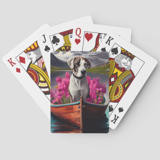 Great Dane on a Paddle: Ein Landschaftliches Abent Spielkarten (Rückseite)