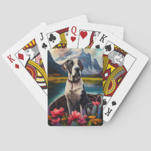 Great Dane on a Paddle: Ein Landschaftliches Abent Spielkarten