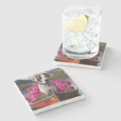 Great Dane on a Paddle: Ein Landschaftliches Abent Steinuntersetzer (Seitenansicht)