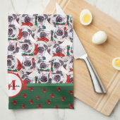 Great Dane Pattern Monogram Christmas Dog Geschirrtuch (Viertel Falte)