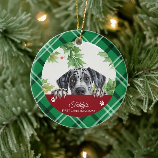 Great Dane Personalisiert First Christmas Keramik Ornament (Baum)