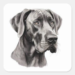 Great Dane Portrait zeichnend Quadratischer Aufkleber