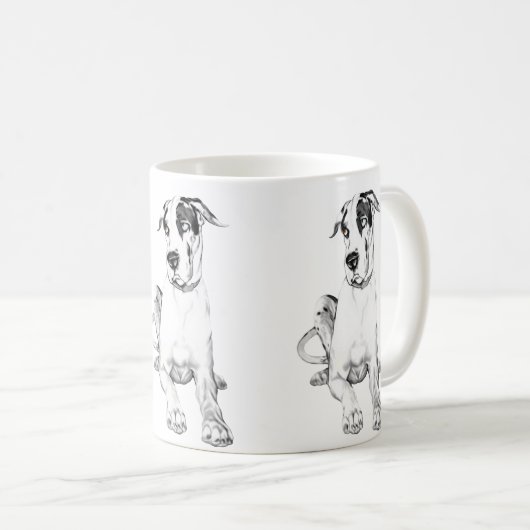Great Dane Pouting Harlequin Kaffeetasse (VorderseiteRechts)