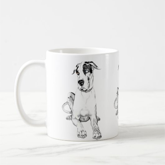 Great Dane Pouting Harlequin Kaffeetasse (Links)