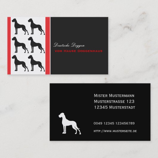 Great Dane Professionell gut lesbare Visitenkarte (Vorne/Hinten)