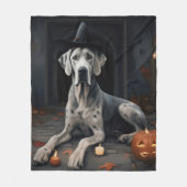 Great Dane Pumpkins Halloween Beängstigend Gedreht Fleecedecke (Vorderseite)