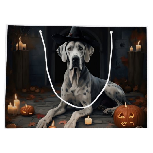 Great Dane Pumpkins Halloween Beängstigend Gedreht Große Geschenktüte (Rückseite)