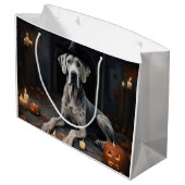 Great Dane Pumpkins Halloween Beängstigend Gedreht Große Geschenktüte (Rückseite Schrägansicht)
