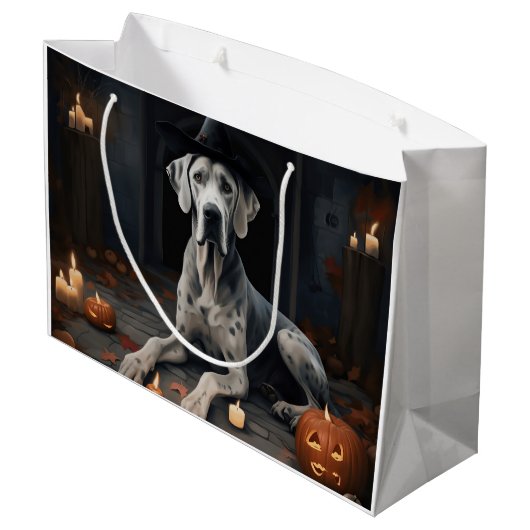 Great Dane Pumpkins Halloween Beängstigend Gedreht Große Geschenktüte (Rückseite Schrägansicht)