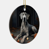 Great Dane Pumpkins Halloween Beängstigend Gedreht Keramik Ornament (Rechts)