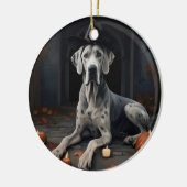 Great Dane Pumpkins Halloween Beängstigend Gedreht Keramik Ornament (Links)