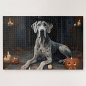 Great Dane Pumpkins Halloween Beängstigend Gedreht Puzzle (Horizontal)