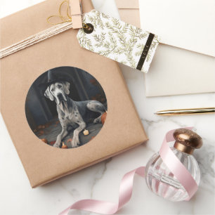 Great Dane Pumpkins Halloween Beängstigend Gedreht Runder Aufkleber