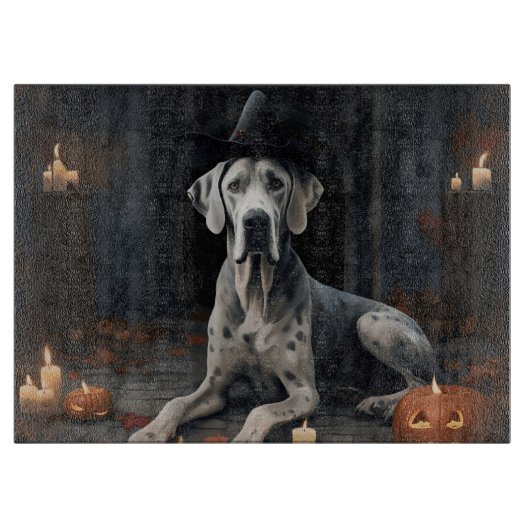 Great Dane Pumpkins Halloween Beängstigend Gedreht Schneidebrett (Vorderseite)