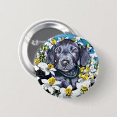 Great Dane Pup in Daffodils Blue Button (Vorne & Hinten)