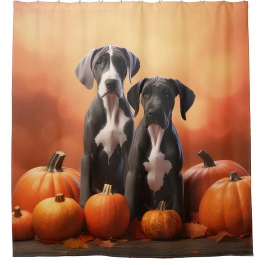 Great Dane Puppy Autumn Delight Pumpen Duschvorhang (Vorderseite)