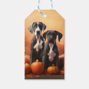Great Dane Puppy Autumn Delight Pumpen Geschenkanhänger