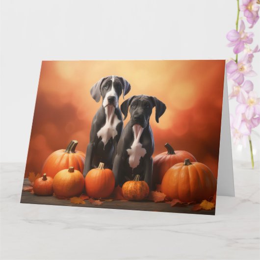 Great Dane Puppy Autumn Delight Pumpen Karte (Orchidee)