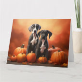 Great Dane Puppy Autumn Delight Pumpen Karte (Vorderseite)