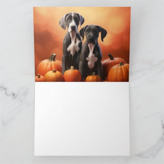 Great Dane Puppy Autumn Delight Pumpen Karte (Innenseite)
