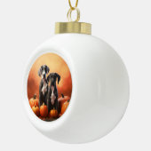 Great Dane Puppy Autumn Delight Pumpen Keramik Kugel-Ornament (Rechts)