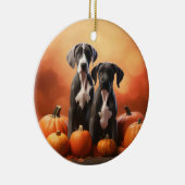 Great Dane Puppy Autumn Delight Pumpen Keramik Ornament (Rechts)