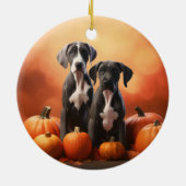 Great Dane Puppy Autumn Delight Pumpen Keramik Ornament (Hinten)